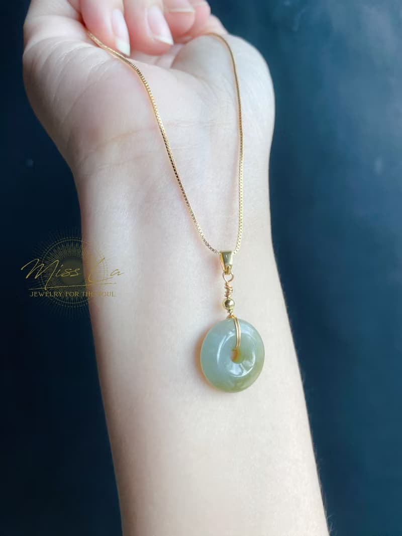 天然緬甸玉 翡翠 冰黃翡 平安扣 設計款 項鍊 禮物 生日禮物