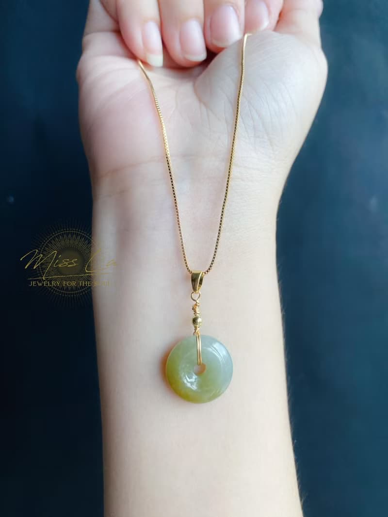 天然緬甸玉 翡翠 冰黃翡 平安扣 設計款 項鍊 禮物 生日禮物