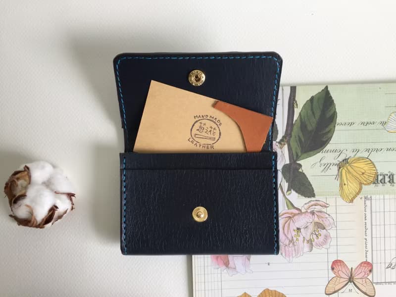畢業禮物 深海藍卡夾/名片夾＿皮革手工縫製 Business Card holder