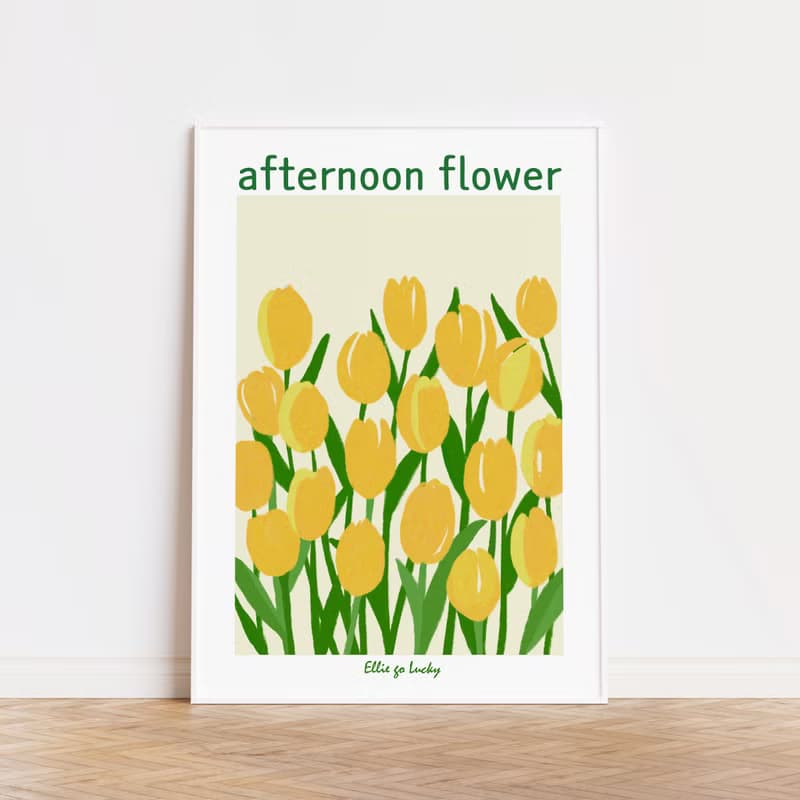 Art print/ Yellow Tulips / Flower Illustration poster A4 A3 A2