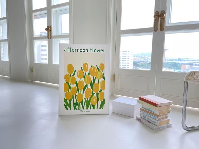 Art print/ Yellow Tulips / Flower Illustration poster A4 A3 A2