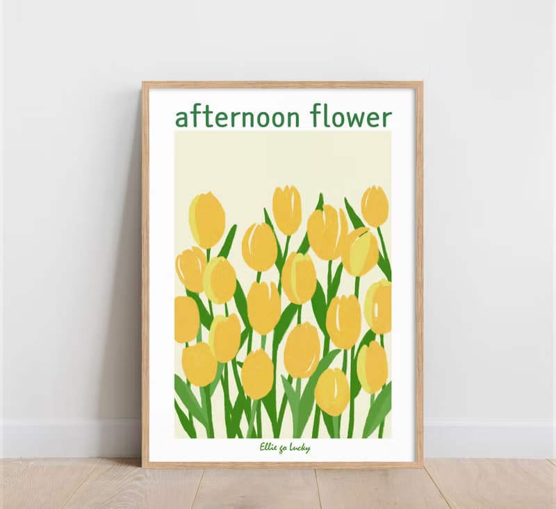 Art print/ Yellow Tulips / Flower Illustration poster A4 A3 A2