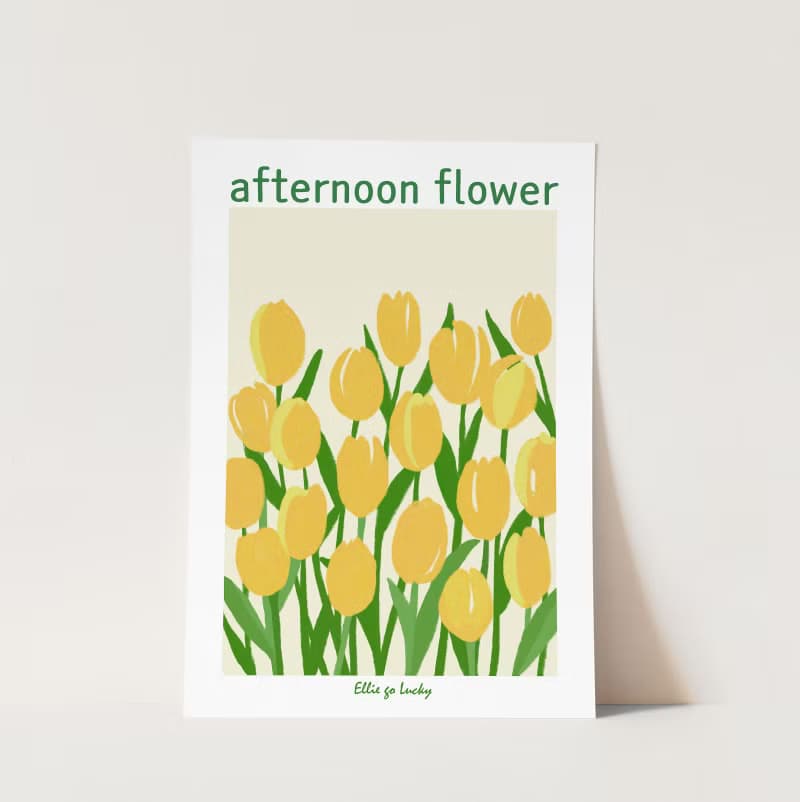 Art print/ Yellow Tulips / Flower Illustration poster A4 A3 A2