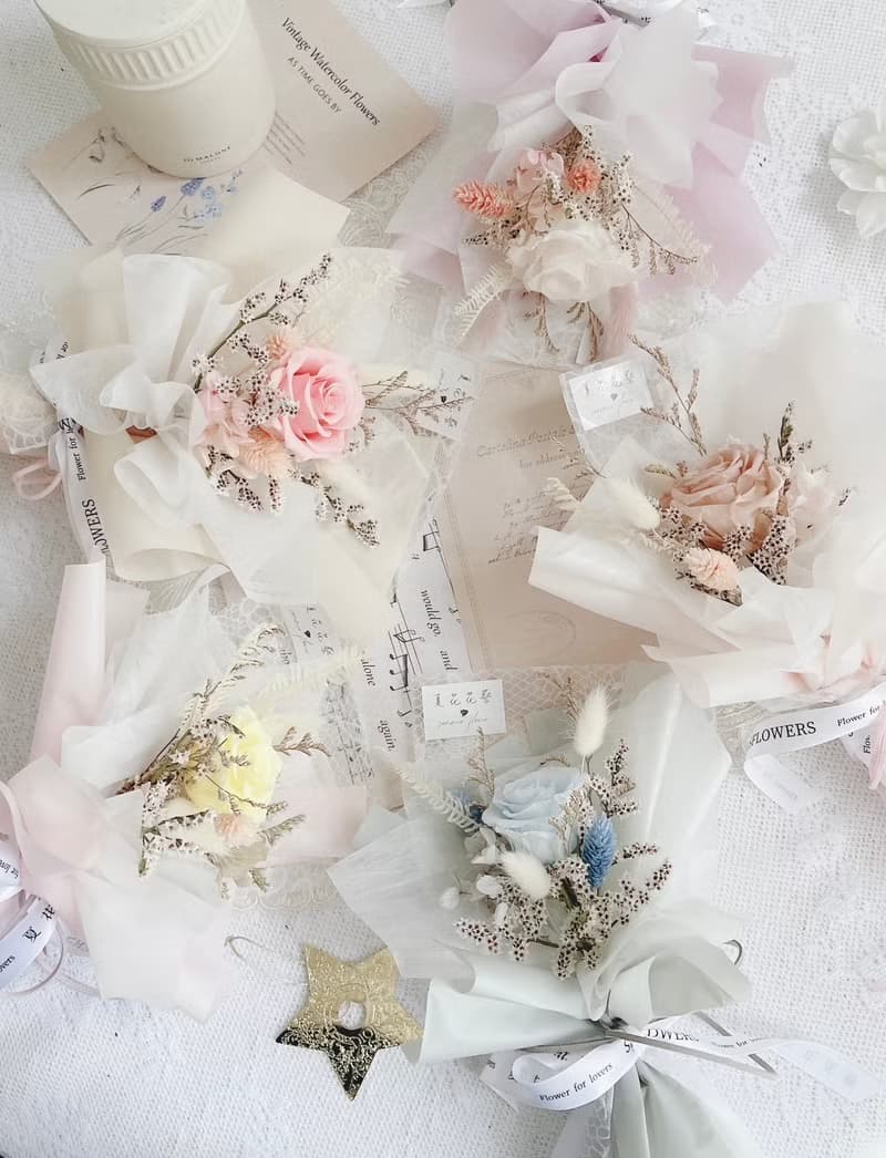 小浪漫單朵永生花束四色