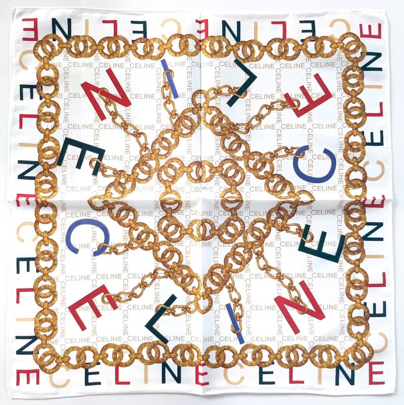 Celine Paris Vintage Handkerchief Jewelry Golden Chain 20 x 19.5 inches.