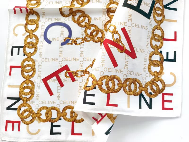 Celine Paris Vintage Handkerchief Jewelry Golden Chain 20 x 19.5 inches.
