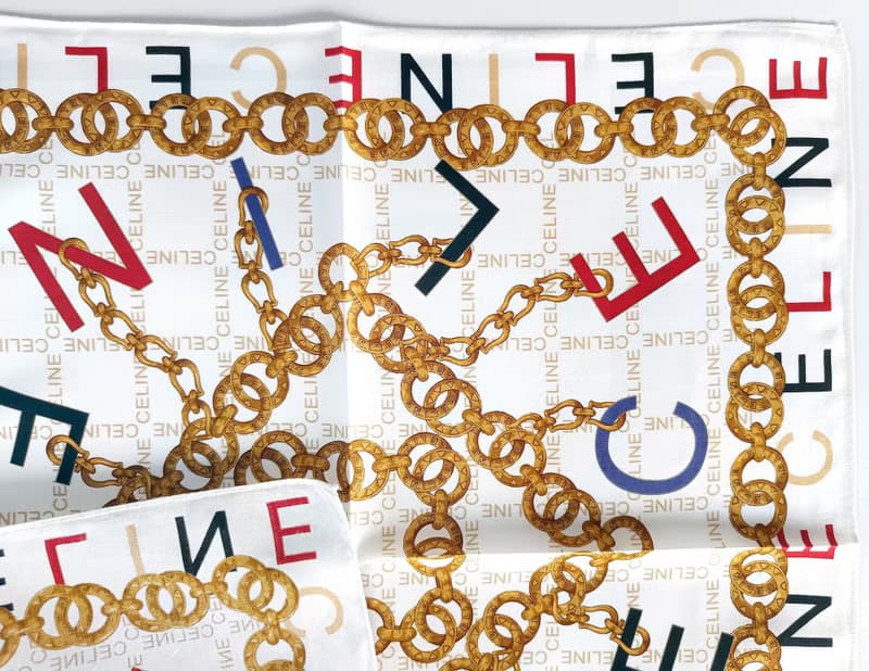 Celine Paris Vintage Handkerchief Jewelry Golden Chain 20 x 19.5 inches.