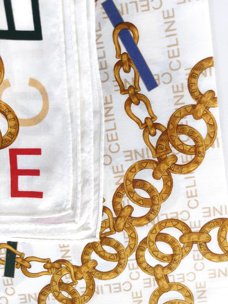 Celine Paris Vintage Handkerchief Jewelry Golden Chain 20 x 19.5 inches.