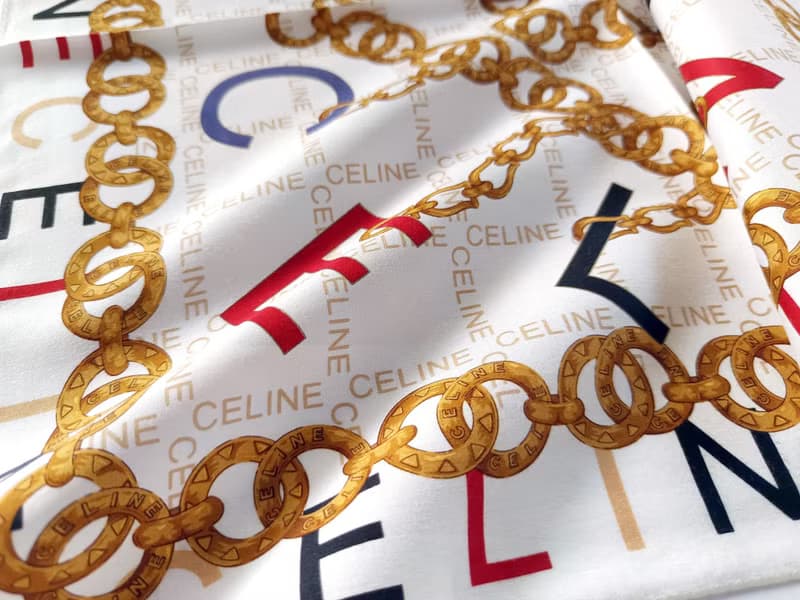 Celine Paris Vintage Handkerchief Jewelry Golden Chain 20 x 19.5 inches.