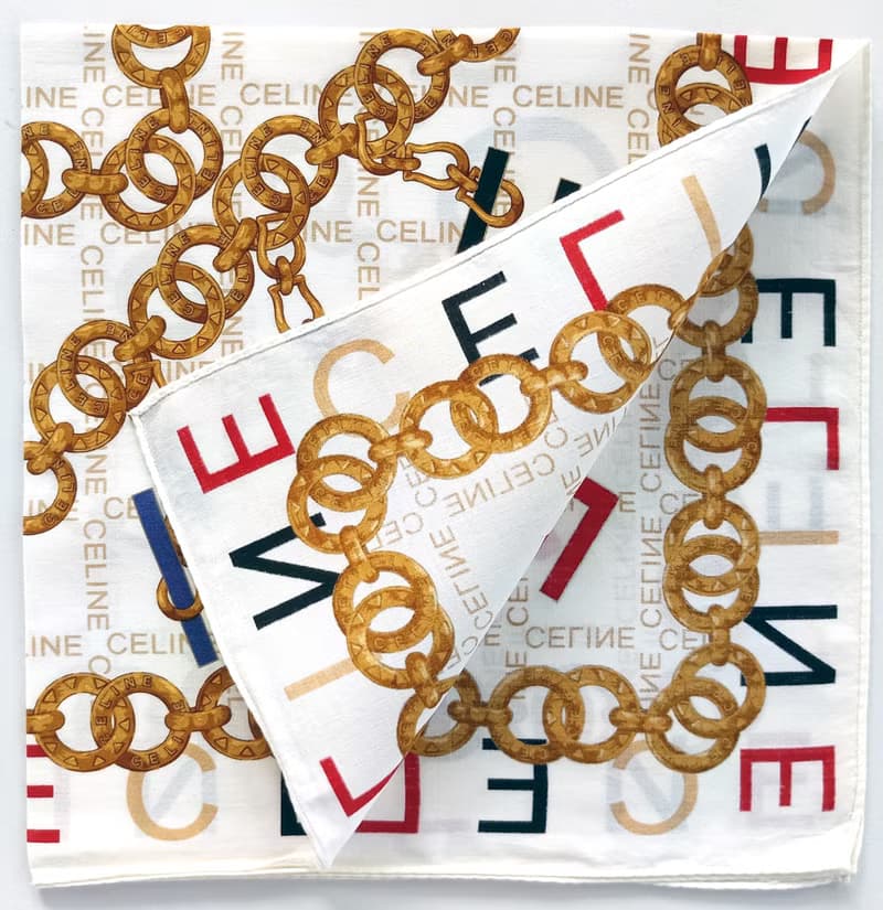 Celine Paris Vintage Handkerchief Jewelry Golden Chain 20 x 19.5 inches.