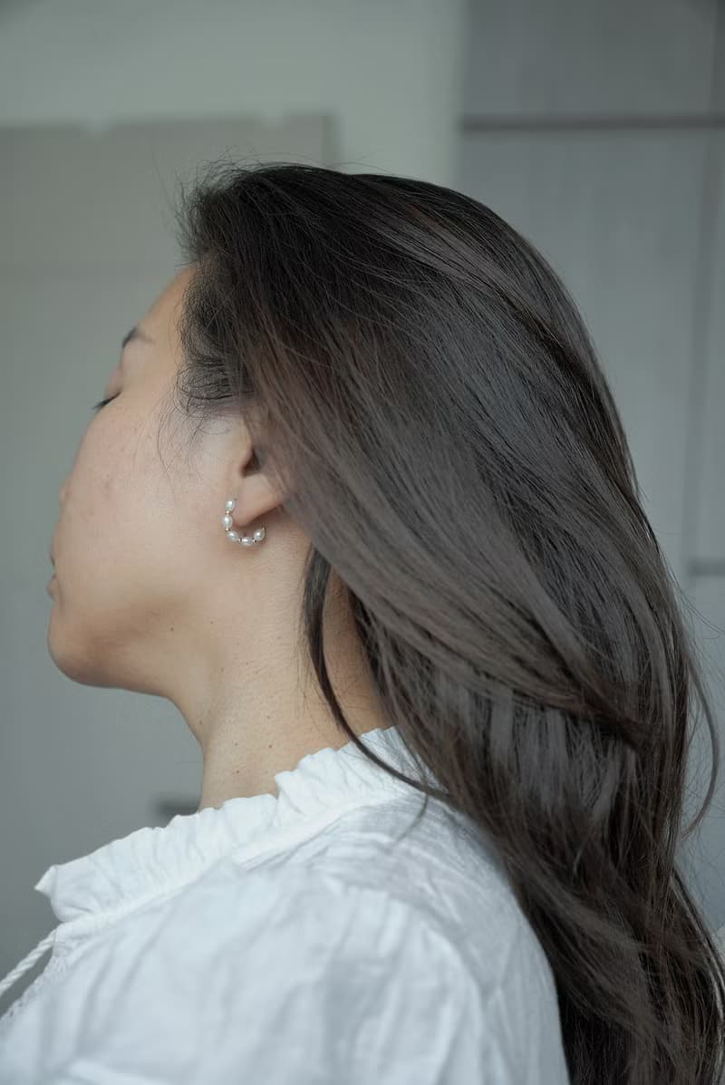 ARAE 小珍珠間隔開口耳圈 天然珍珠耳環 簡約優雅 SV925/14KGF
