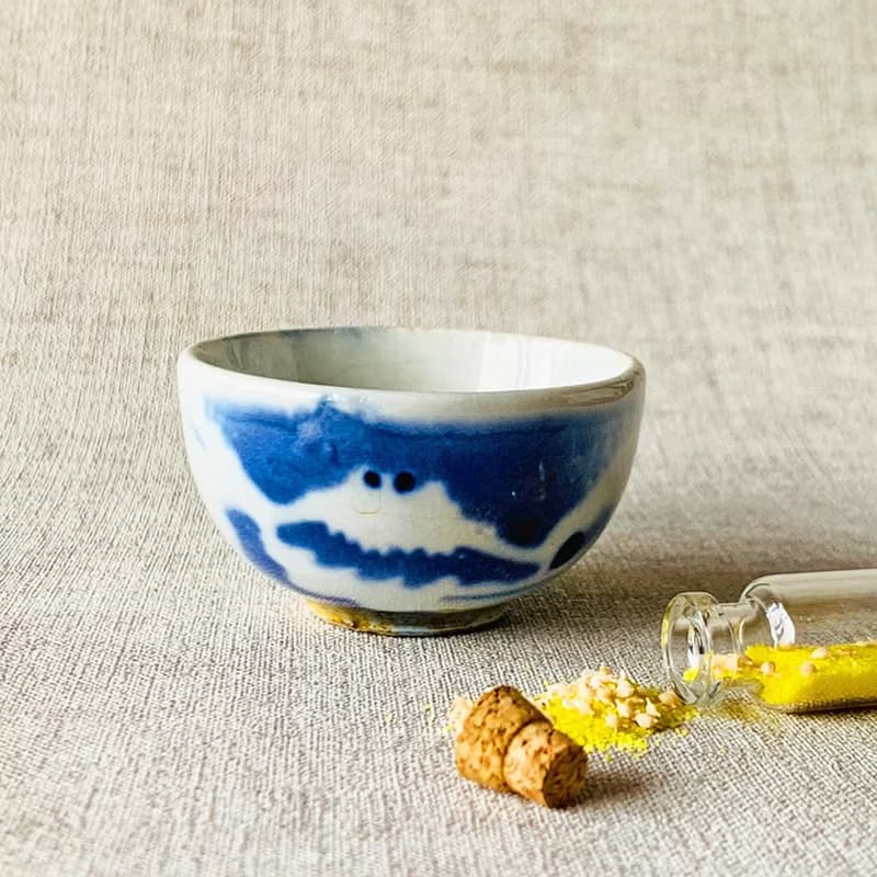 日本 富士山青花瓷杯 │昭和時期 冰裂紋 開片 瓷器 收藏  老件