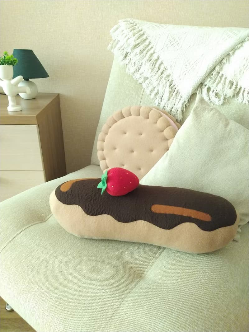 Eclair Pillow Chocolate frosting - Giant food, plush eclair Handmade