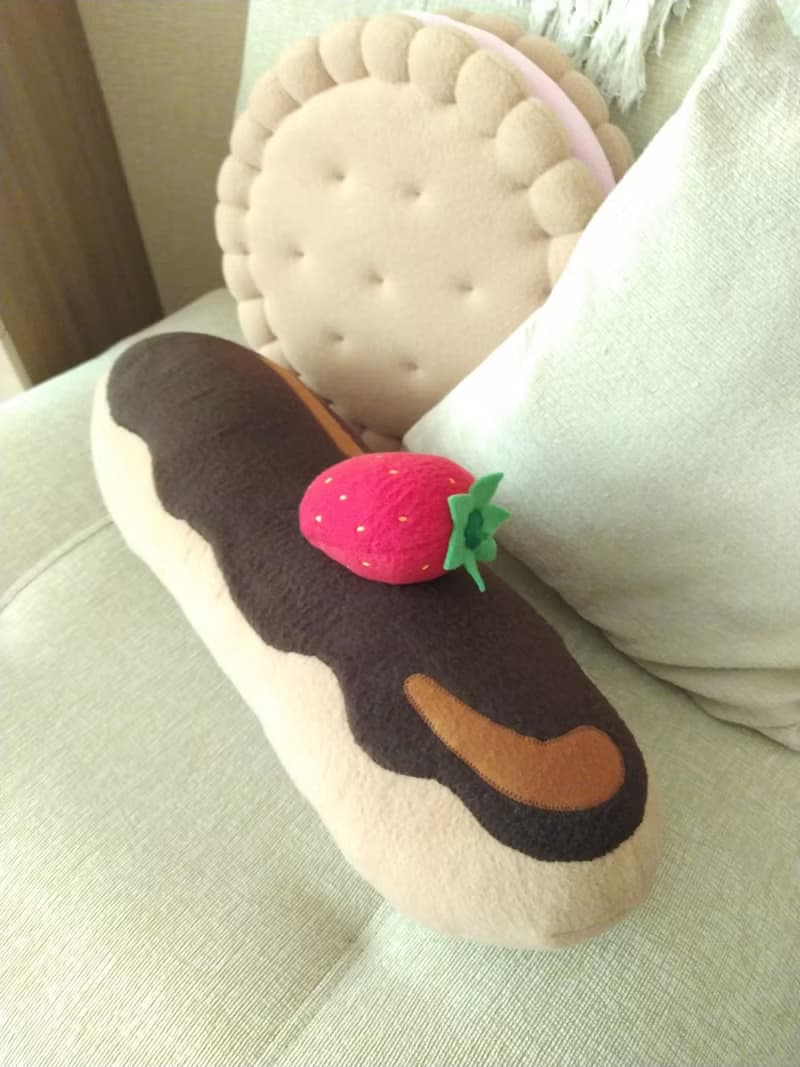 Eclair Pillow Chocolate frosting - Giant food, plush eclair Handmade