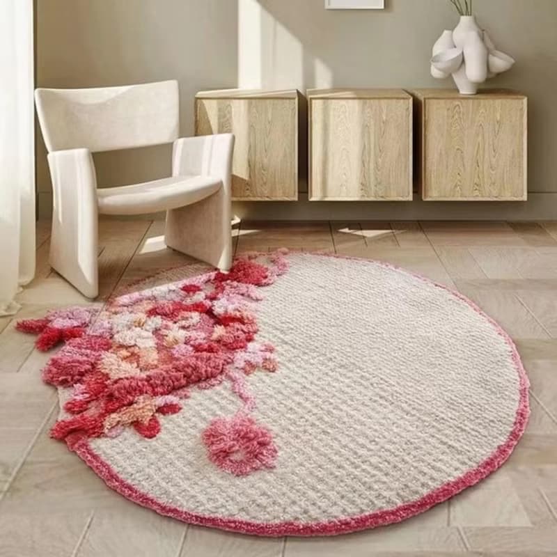北歐風 手作紐西蘭羊毛地毯 花灌木 客廳臥室床邊墊 家居裝飾地墊