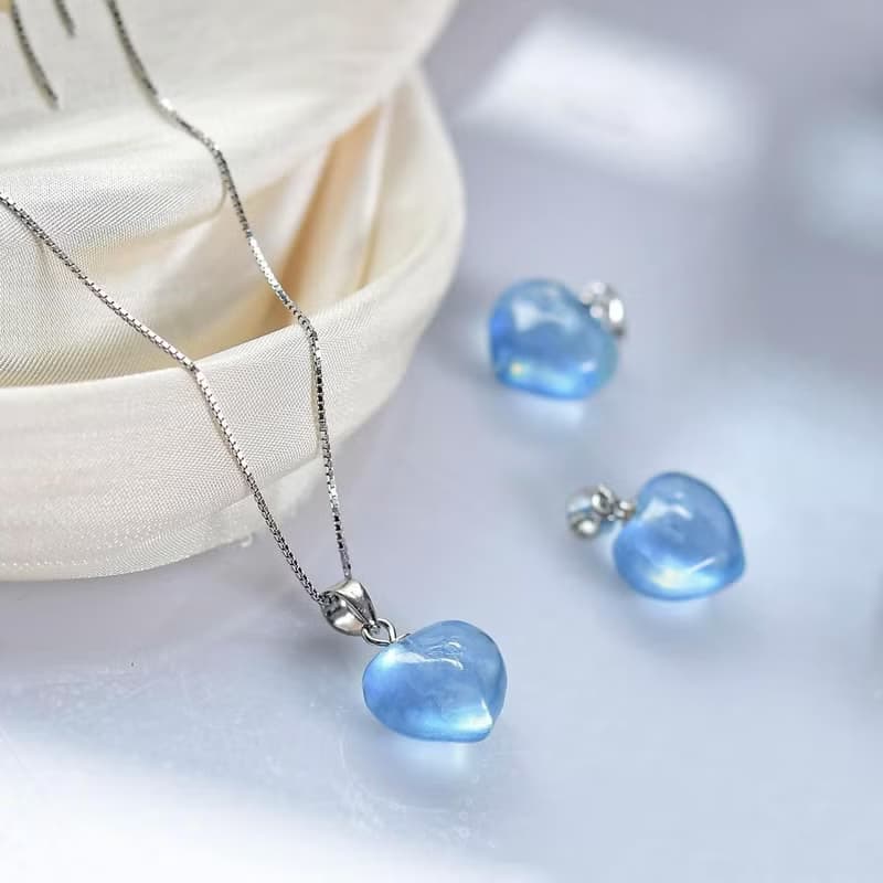 無盡迴圈【海藍寶透體925銀項鍊】湛藍水體精品等級美物/透體精緻