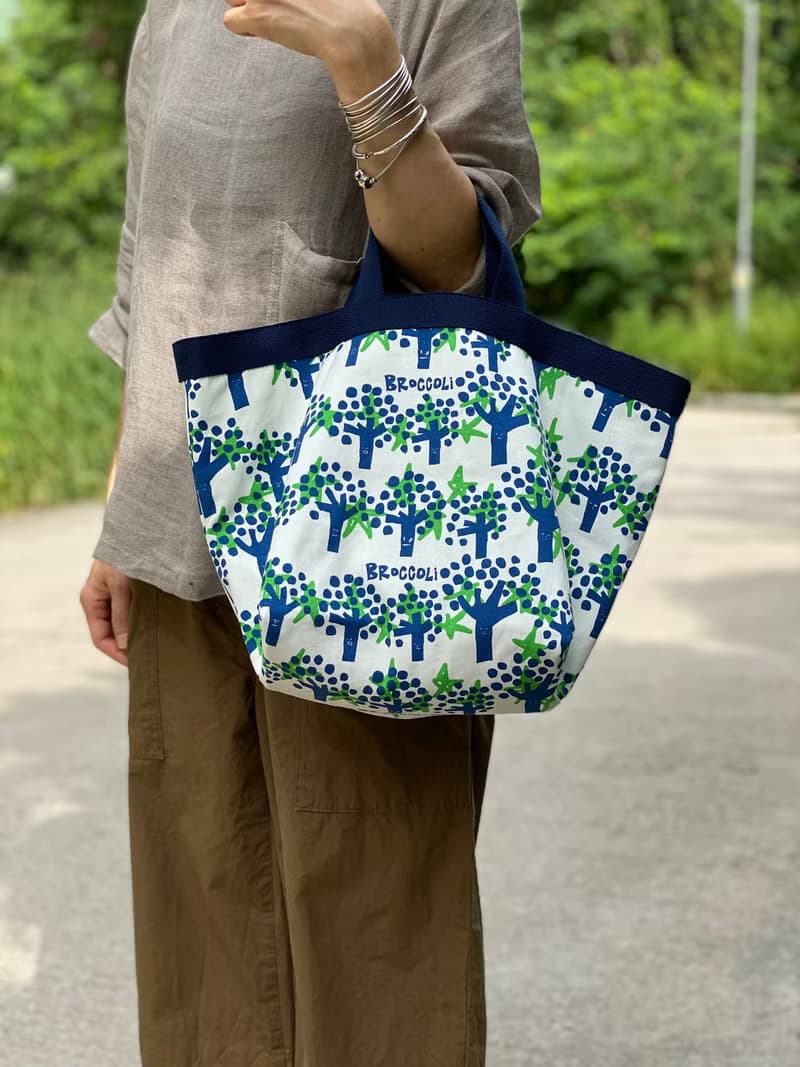 手工製印花帆布手挽袋 /手提包