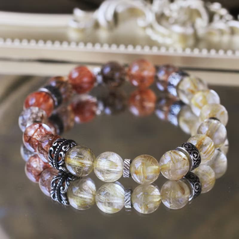 限量收藏 金髮晶 / 鈦晶  黑金超七 水晶手鍊 天然石 大顆 招財