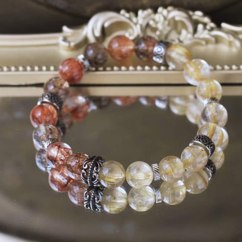 限量收藏 金髮晶 / 鈦晶  黑金超七 水晶手鍊 天然石 大顆 招財