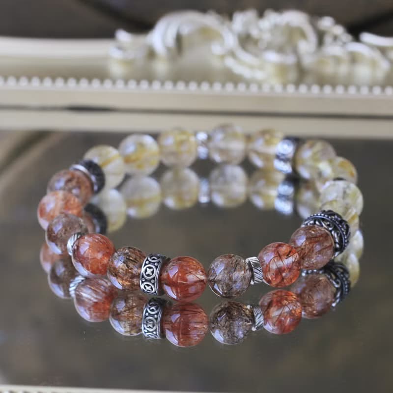 限量收藏 金髮晶 / 鈦晶  黑金超七 水晶手鍊 天然石 大顆 招財