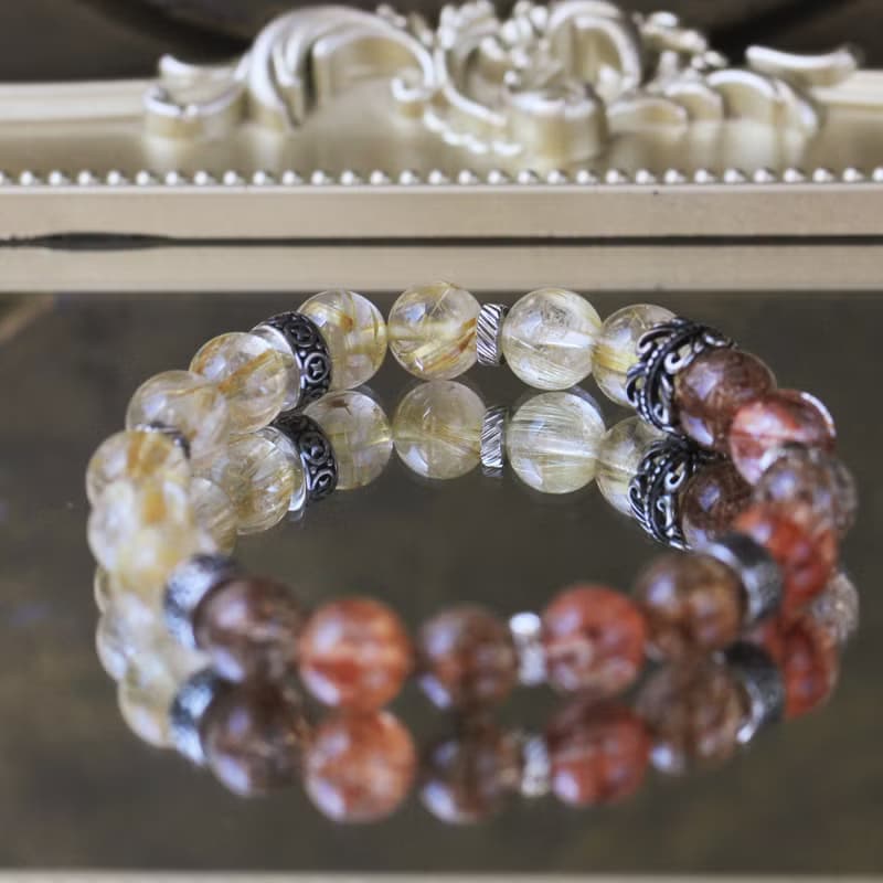 限量收藏 金髮晶 / 鈦晶  黑金超七 水晶手鍊 天然石 大顆 招財