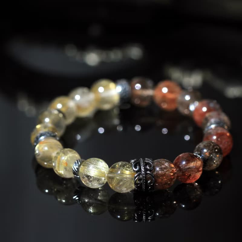 限量收藏 金髮晶 / 鈦晶  黑金超七 水晶手鍊 天然石 大顆 招財