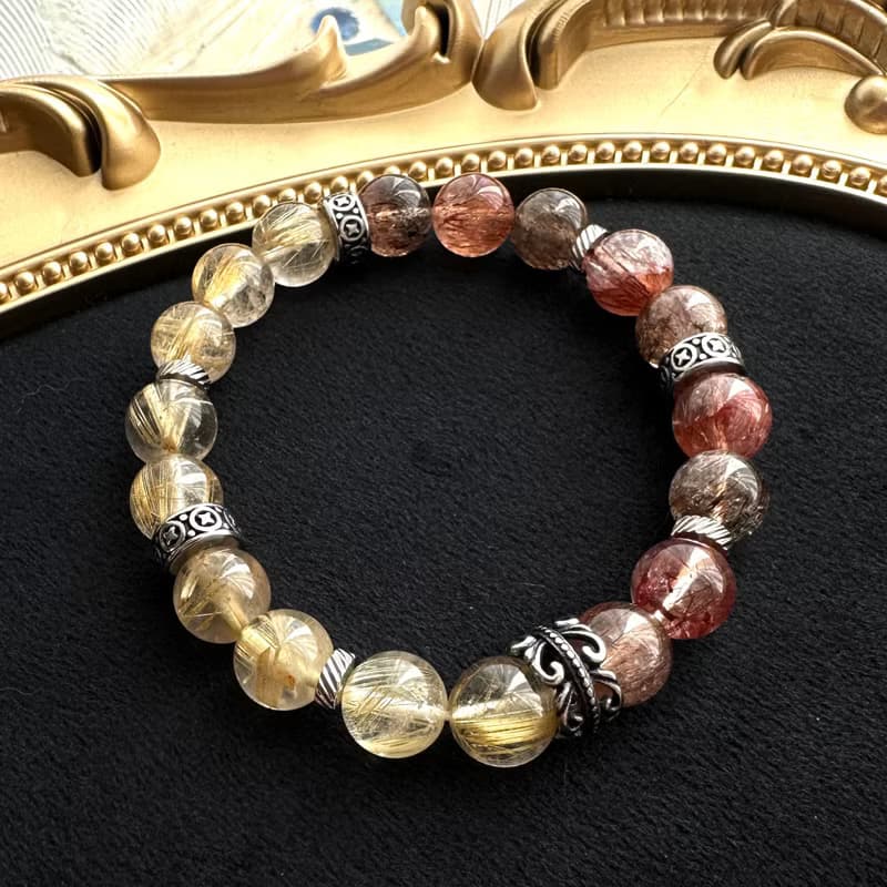 限量收藏 金髮晶 / 鈦晶  黑金超七 水晶手鍊 天然石 大顆 招財