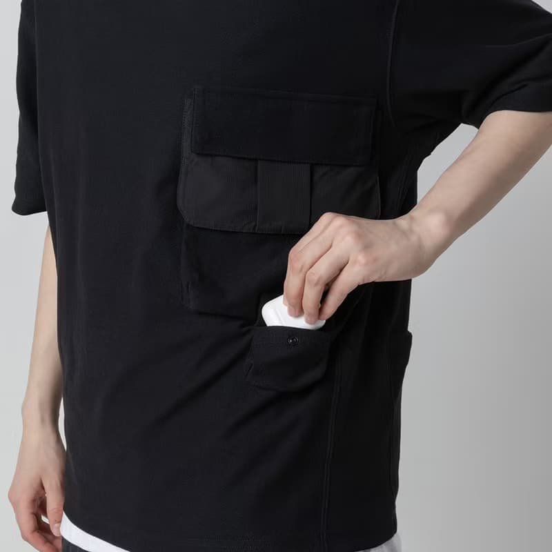 Smock Pocket Tee Black 立體復合口袋廓形寬松T恤黑色