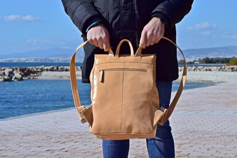Black Leather Backpack for Men or Women, Genuine Leather, Premium Quality Bag.