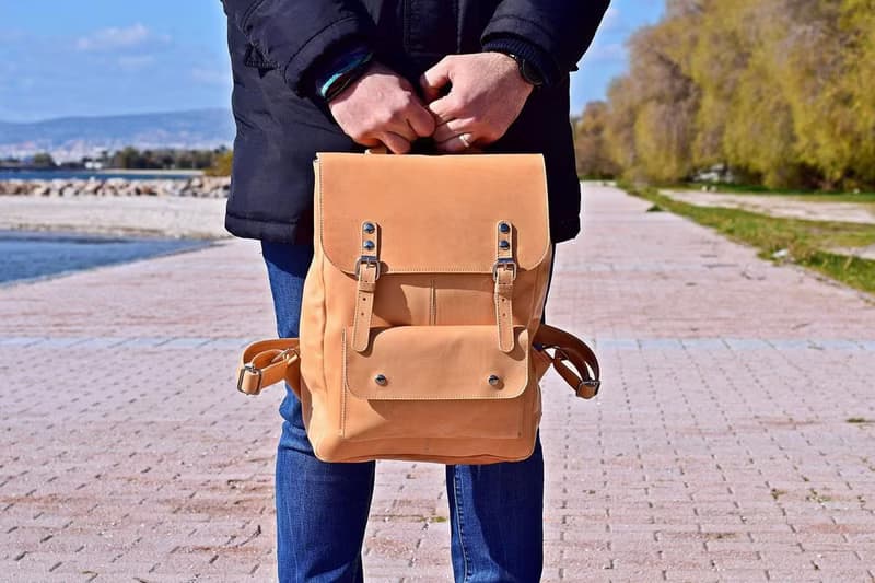 Black Leather Backpack for Men or Women, Genuine Leather, Premium Quality Bag.