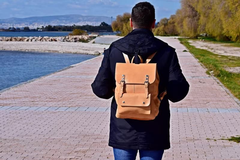 Black Leather Backpack for Men or Women, Genuine Leather, Premium Quality Bag.