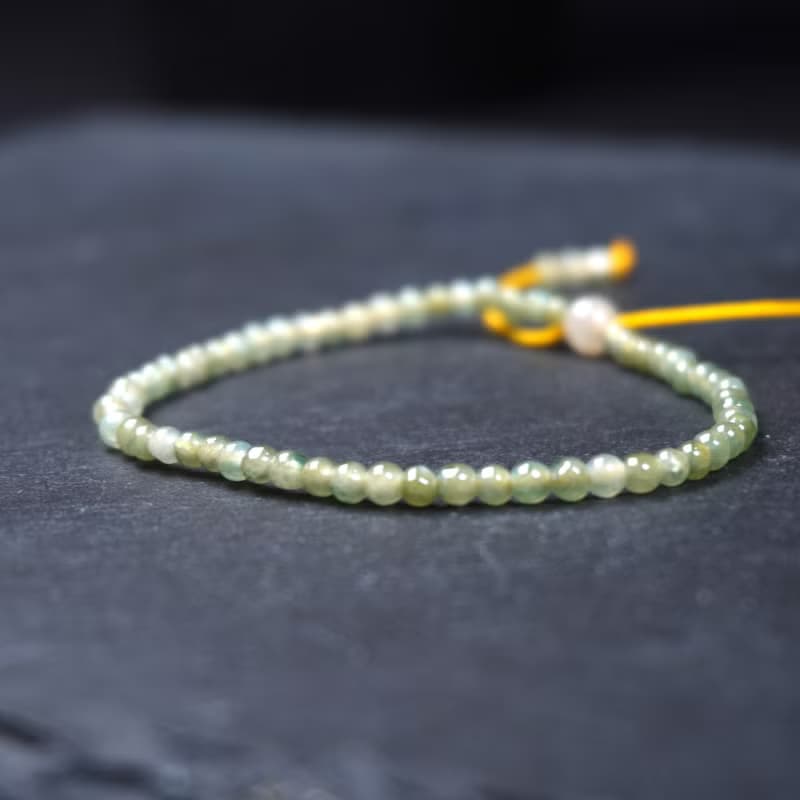 冰種秋香綠翡翠手珠編織手鍊 | 天然緬甸玉A貨翡翠 | 送禮