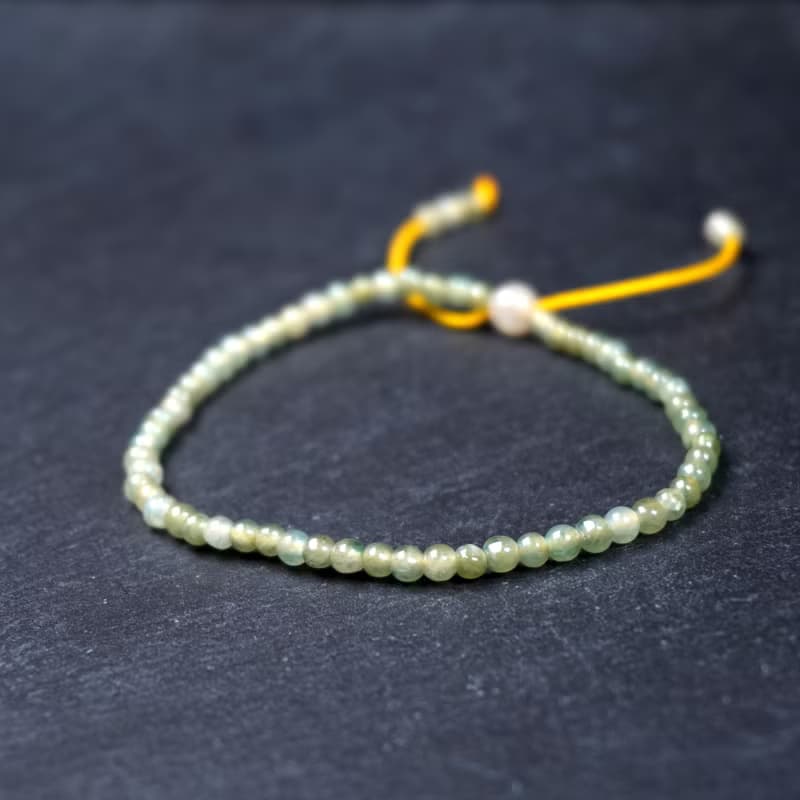 冰種秋香綠翡翠手珠編織手鍊 | 天然緬甸玉A貨翡翠 | 送禮