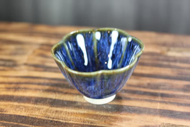 【送禮好物】90ml 湛海 天目釉 花瓣茶杯 鶯歌名家葉敏祥作
