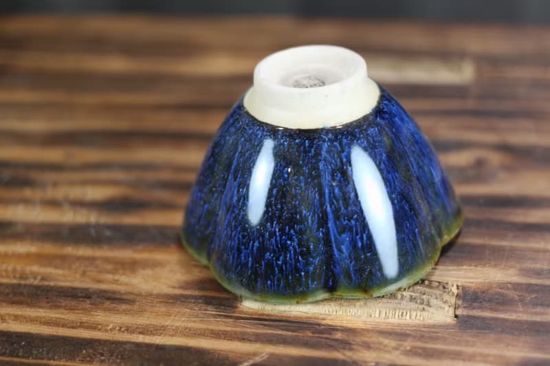 【送禮好物】90ml 湛海 天目釉 花瓣茶杯 鶯歌名家葉敏祥作