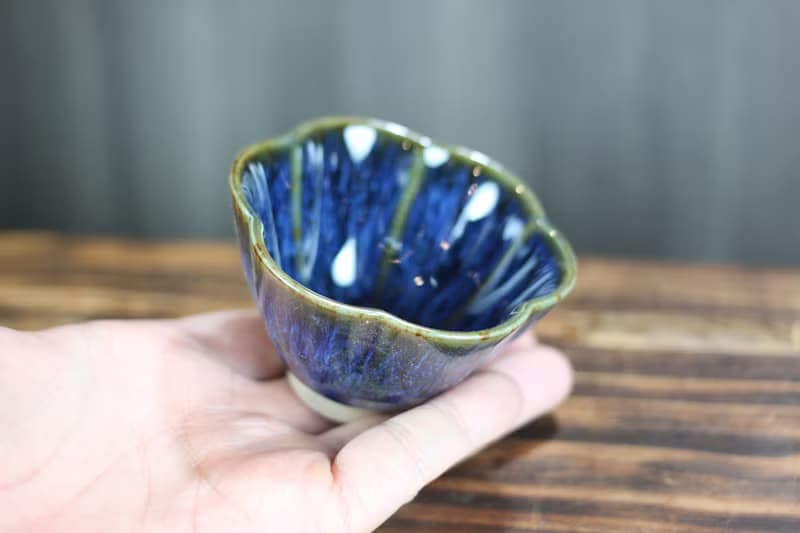 【送禮好物】90ml 湛海 天目釉 花瓣茶杯 鶯歌名家葉敏祥作