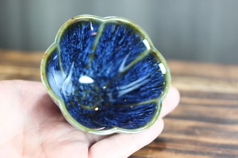 【送禮好物】90ml 湛海 天目釉 花瓣茶杯 鶯歌名家葉敏祥作