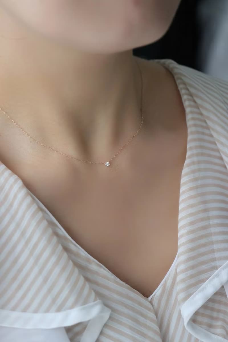 18K Tint Diamond Necklace 0.10 ct 六爪簡約鑽石項鍊