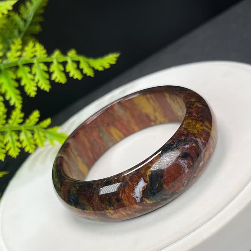 精品 南非彼得石手鐲 56MM 玉化高瓷貓眼山水壁畫風 辟邪招財助運