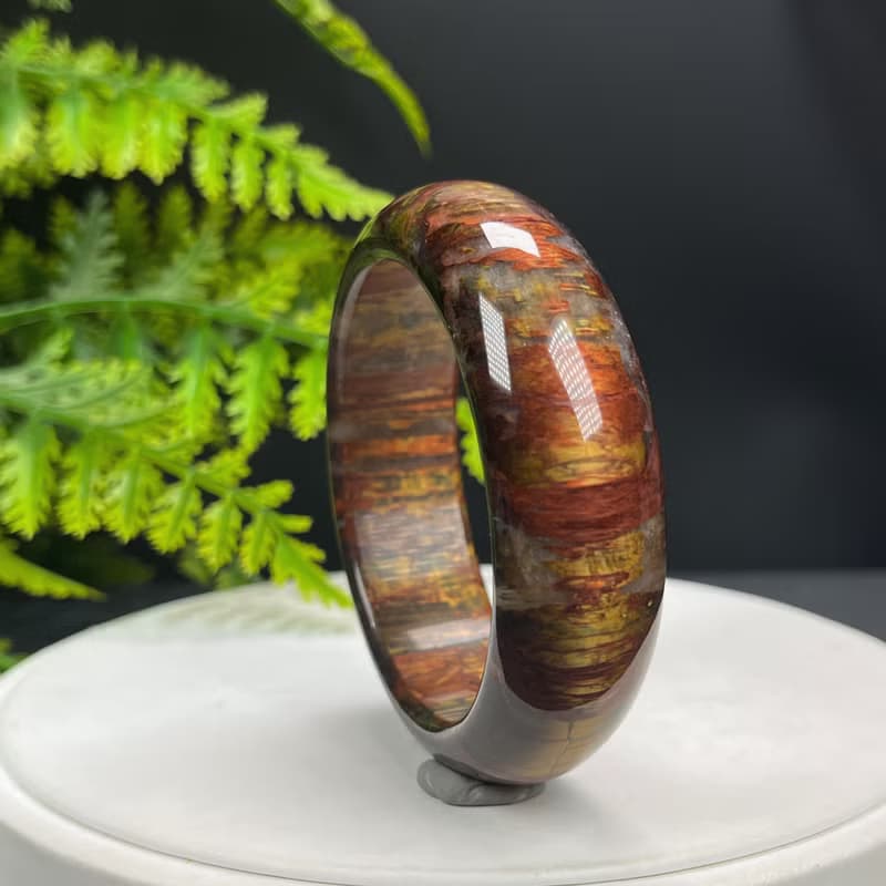 精品 南非彼得石手鐲 56MM 玉化高瓷貓眼山水壁畫風 辟邪招財助運