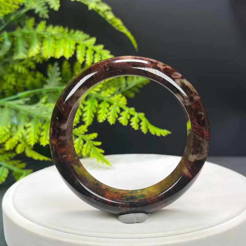 精品 南非彼得石手鐲 56MM 玉化高瓷貓眼山水壁畫風 辟邪招財助運