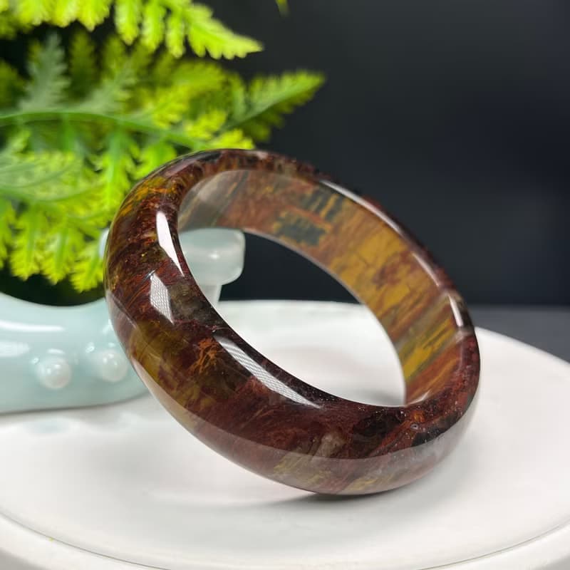精品 南非彼得石手鐲 56MM 玉化高瓷貓眼山水壁畫風 辟邪招財助運