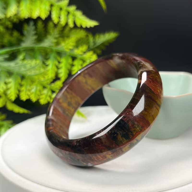 精品 南非彼得石手鐲 56MM 玉化高瓷貓眼山水壁畫風 辟邪招財助運