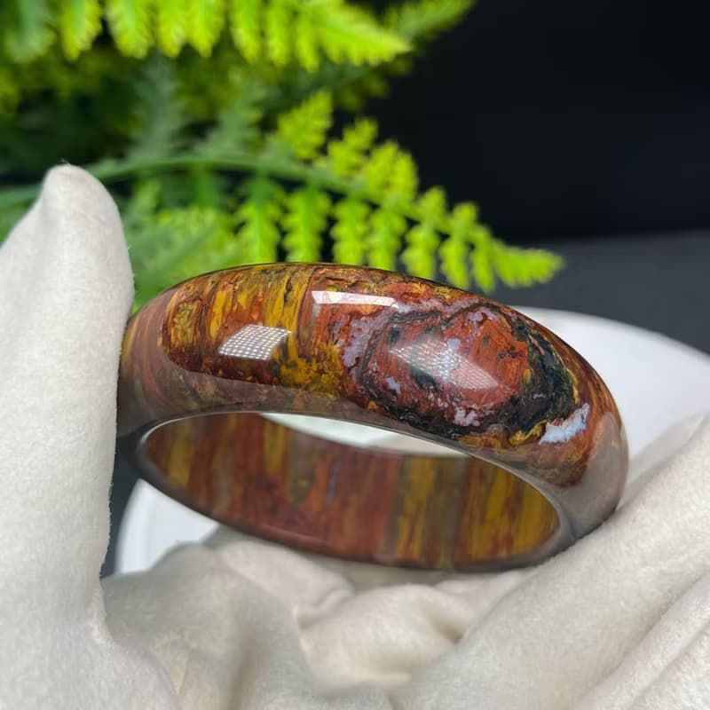 精品 南非彼得石手鐲 56MM 玉化高瓷貓眼山水壁畫風 辟邪招財助運