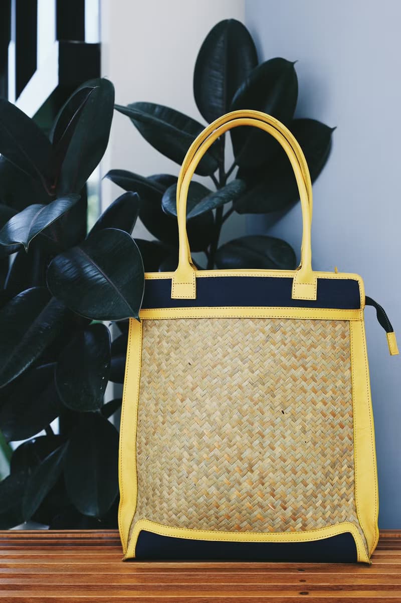 Mini Tote Bag-Krajood Hand Weaving-Yellow Leather