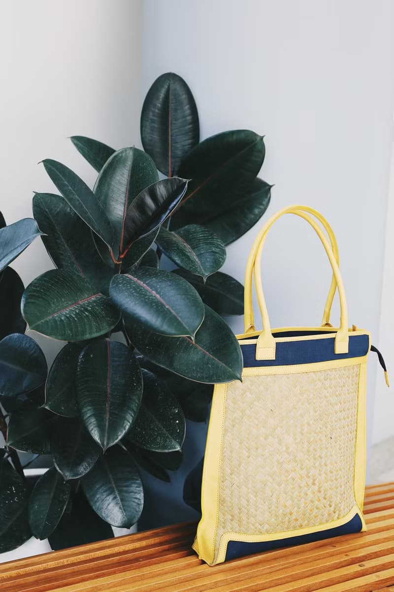 Mini Tote Bag-Krajood Hand Weaving-Yellow Leather