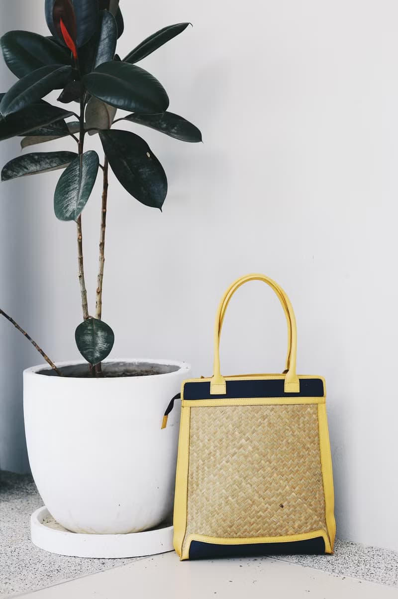Mini Tote Bag-Krajood Hand Weaving-Yellow Leather