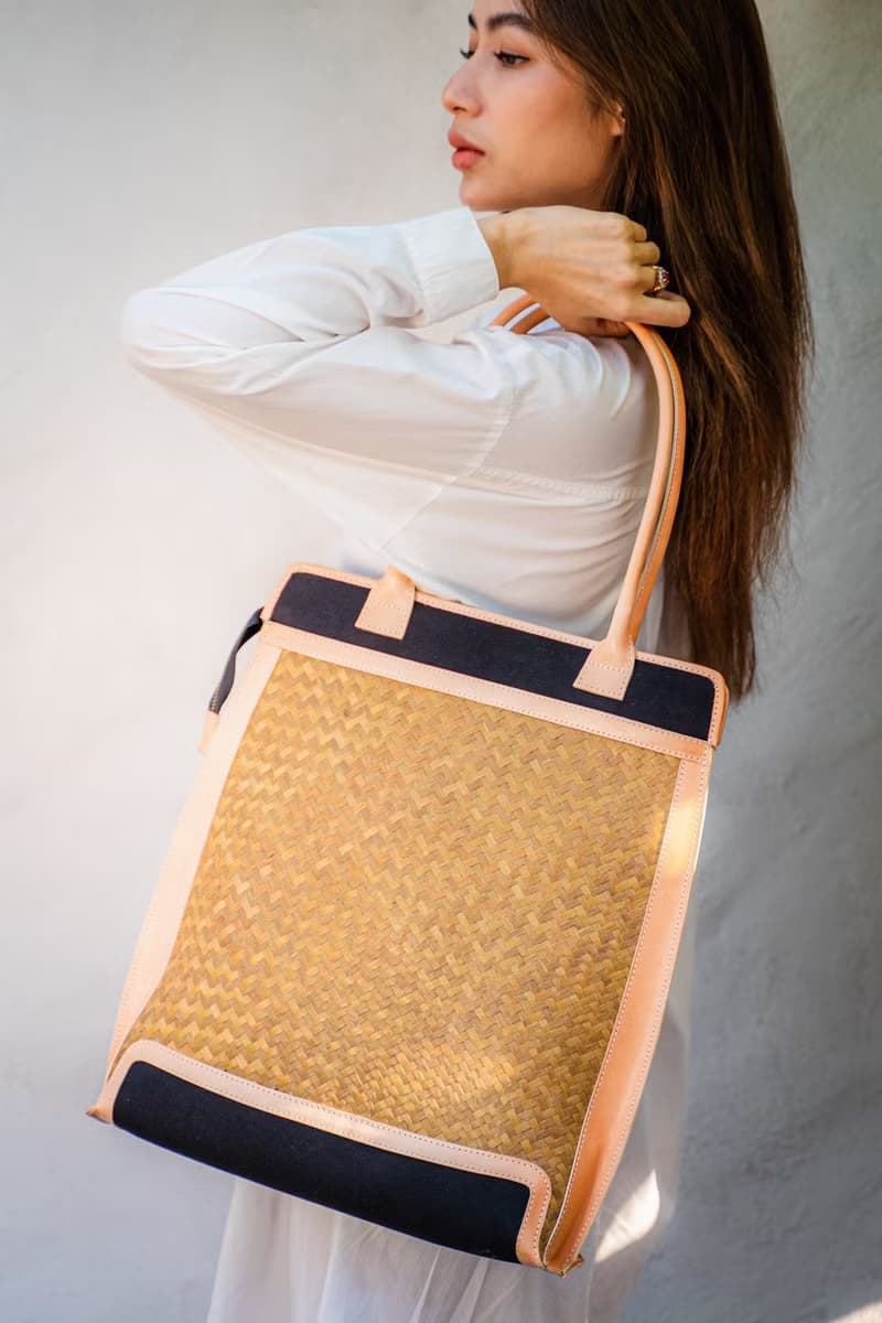 Mini Tote Bag-Krajood Hand Weaving-Yellow Leather