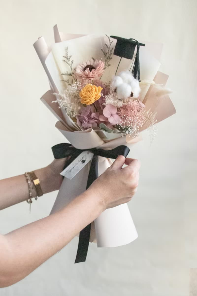 熱銷款 畢業花束 粉橘色畢業花束 擴香花束 共三種尺寸