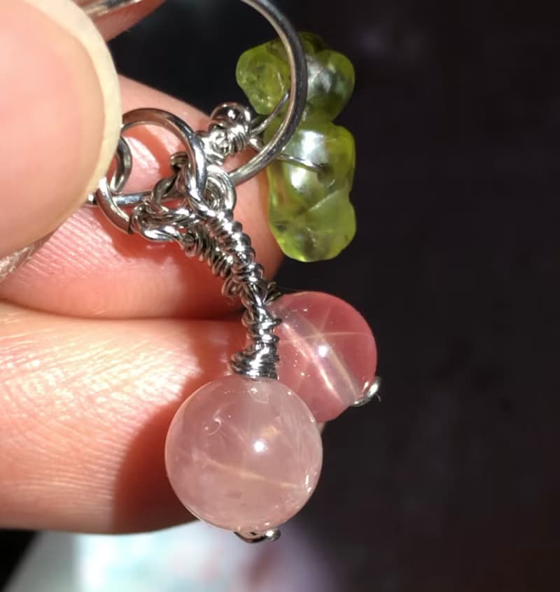 星光粉晶耳環 小櫻桃 粉水晶 316鈦鋼手作飾品